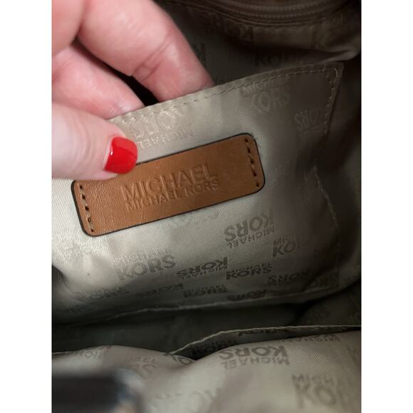 MICHAEL KORS Signature Canvas Leather Tasseled Ring Bucket Tote with BONUS - Picture 12 of 16